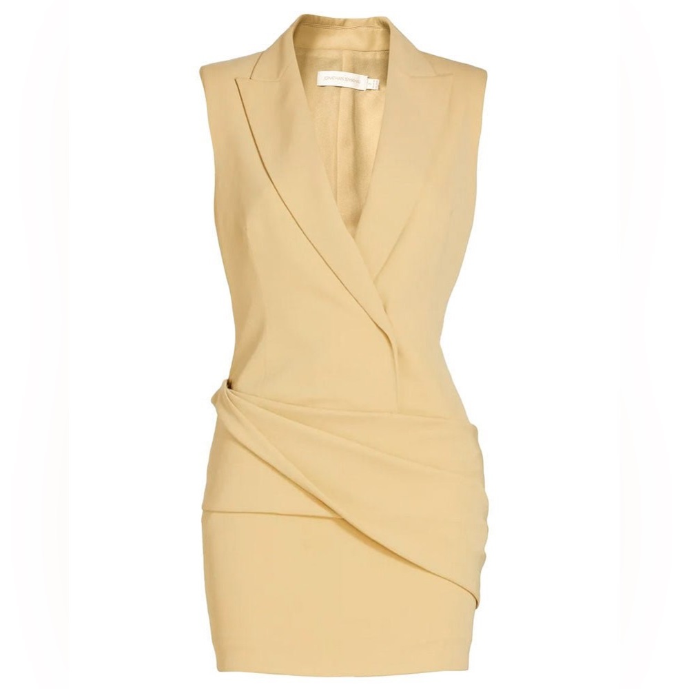 Messina Technical Cocktail Crepe Draped Mini Blazer Dress Size 8
